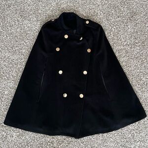 Chicwish Black Cape with Gold Buttons